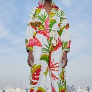 NWT FARM Rio Spring Forest Jumpsuit Monstera Tropical Floral Multicolor Size XS